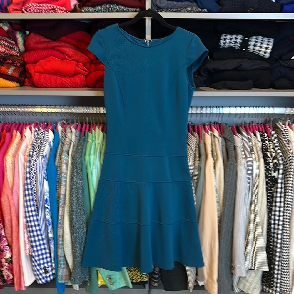 Sharagano dark teal cap sleeve dress size 4